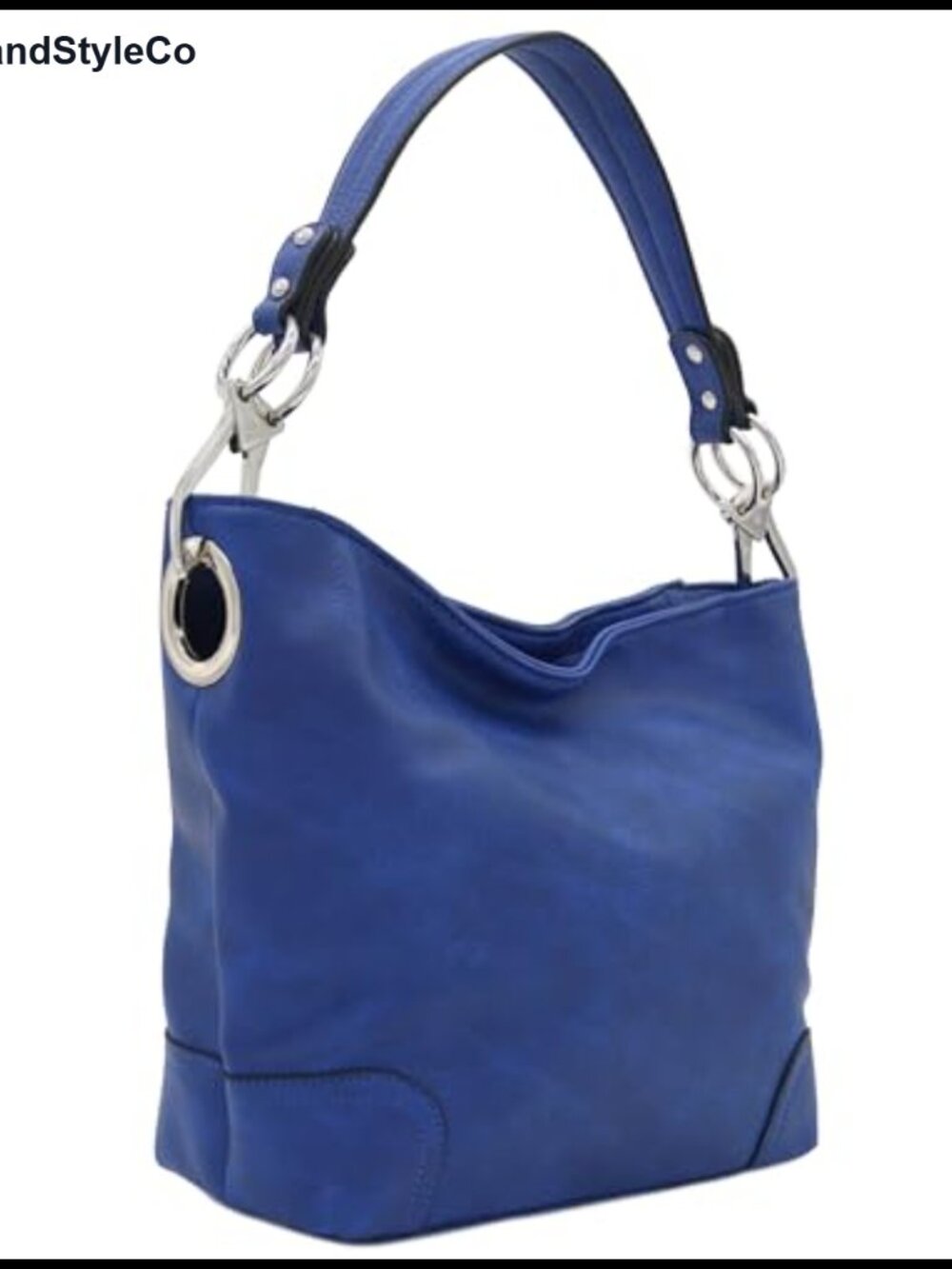Faux Leather Hobo Shoulder Bag with Snap Hook Hardware